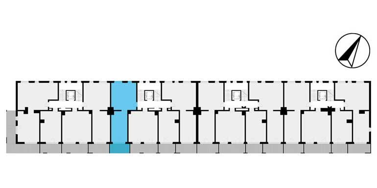 mieszkania lublin - rzut kondygnacji z zaznaczonym mieszkaniem  B1-1.05