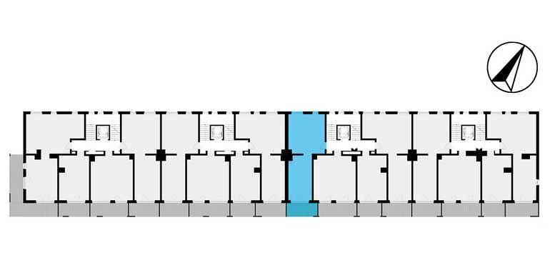 mieszkania lublin - rzut kondygnacji z zaznaczonym mieszkaniem  B1-1.09