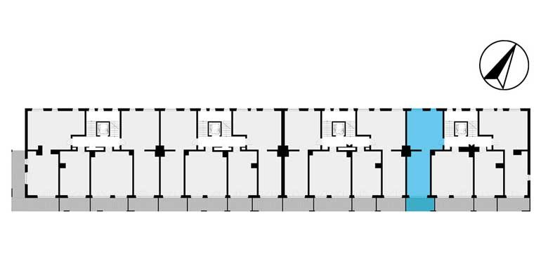 mieszkania lublin - rzut kondygnacji z zaznaczonym mieszkaniem  B1-1.13