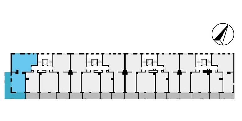 mieszkania lublin - rzut kondygnacji z zaznaczonym mieszkaniem  B1-2.01