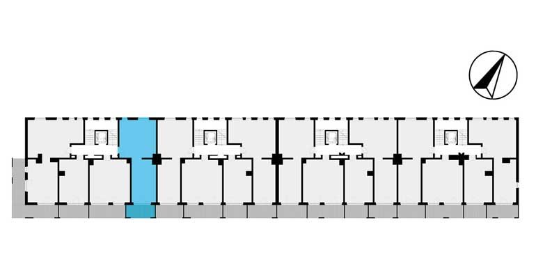 mieszkania lublin - rzut kondygnacji z zaznaczonym mieszkaniem  B1-2.04