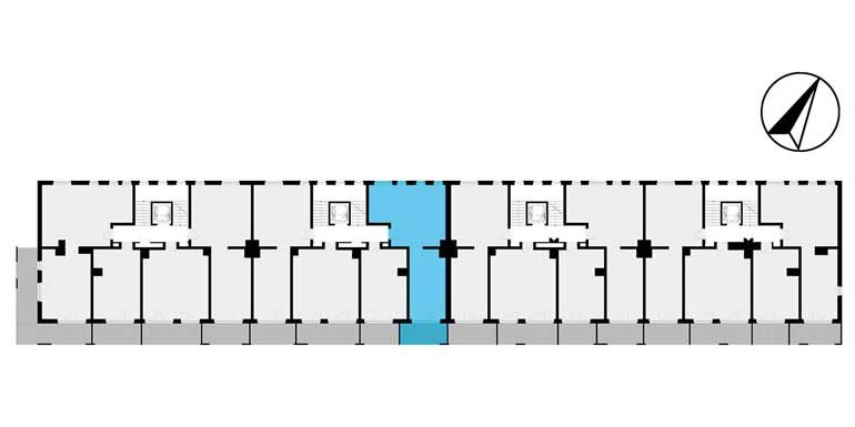 mieszkania lublin - rzut kondygnacji z zaznaczonym mieszkaniem  B1-2.08
