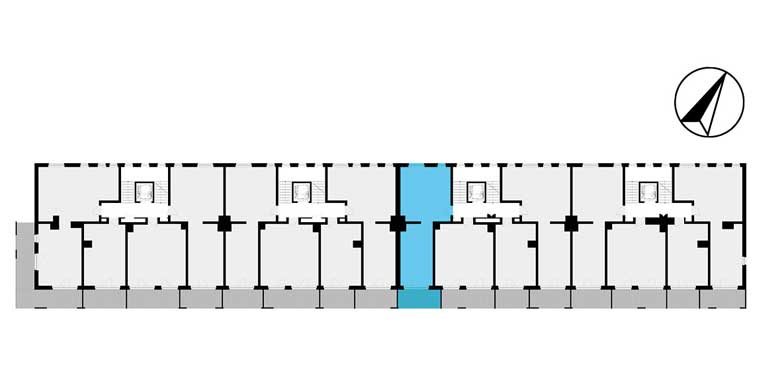 mieszkania lublin - rzut kondygnacji z zaznaczonym mieszkaniem  B1-2.09