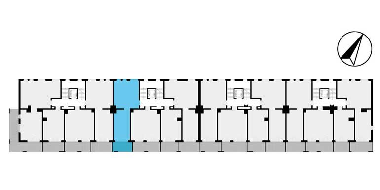 mieszkania lublin - rzut kondygnacji z zaznaczonym mieszkaniem  B1-3.05