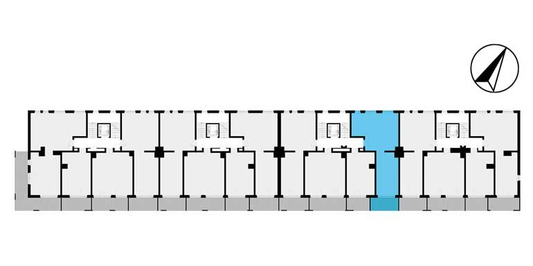 mieszkania lublin - rzut kondygnacji z zaznaczonym mieszkaniem  B1-3.12