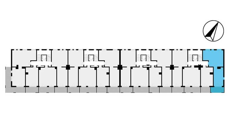 mieszkania lublin - rzut kondygnacji z zaznaczonym mieszkaniem  B1-3.16