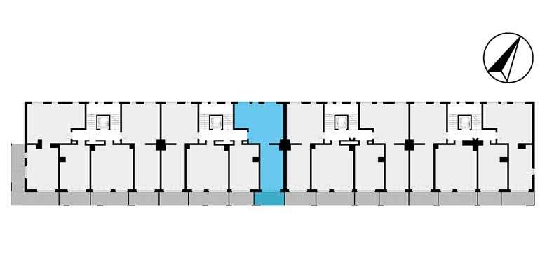 mieszkania lublin - rzut kondygnacji z zaznaczonym mieszkaniem  B1-4.08
