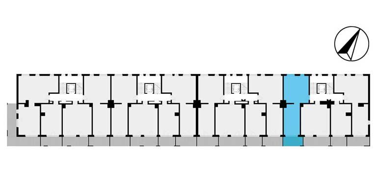 mieszkania lublin - rzut kondygnacji z zaznaczonym mieszkaniem  B1-4.13