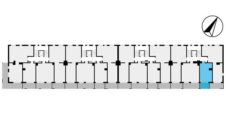 mieszkania lublin - rzut kondygnacji z zaznaczonym mieszkaniem  B1-4.15