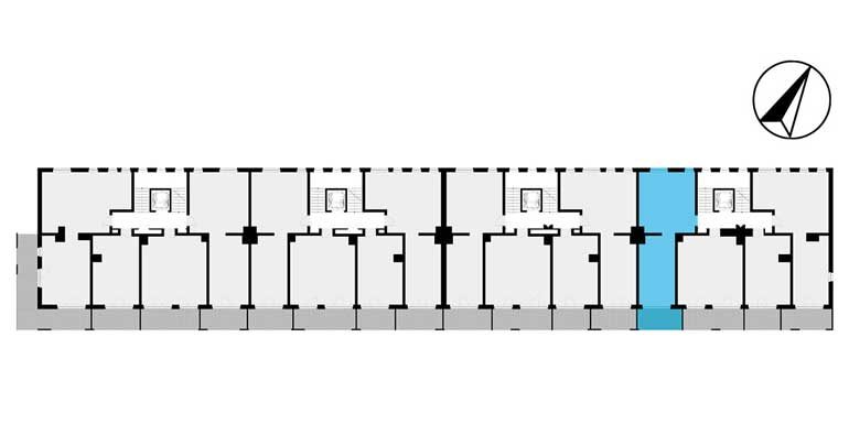 mieszkania lublin - rzut kondygnacji z zaznaczonym mieszkaniem  B1-5.13