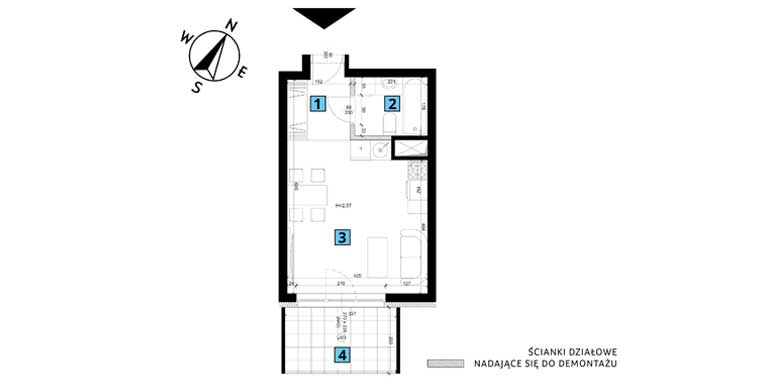 Mieszkanie – 1 pokój – balkon – 27,02 m<sup>2</sup> – Lublin