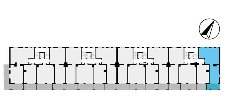 mieszkania lublin - rzut kondygnacji z zaznaczonym mieszkaniem  B1-5.16