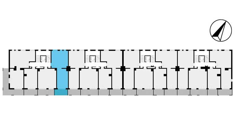 mieszkania lublin - rzut kondygnacji z zaznaczonym mieszkaniem  B1-6.04