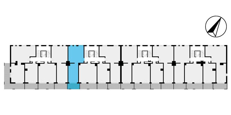 mieszkania lublin - rzut kondygnacji z zaznaczonym mieszkaniem  B1-6.05