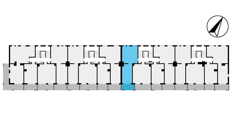 mieszkania lublin - rzut kondygnacji z zaznaczonym mieszkaniem  B1-6.09