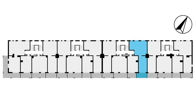 mieszkania lublin - rzut kondygnacji z zaznaczonym mieszkaniem  B1-6.12